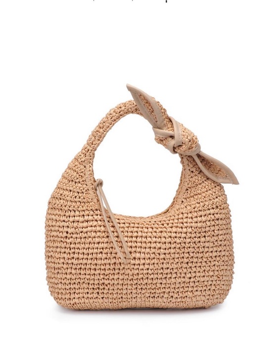 Urban Expressions Handbags - Urban Expressions Woven Knot-Handle Shoulder Bag in Beige
